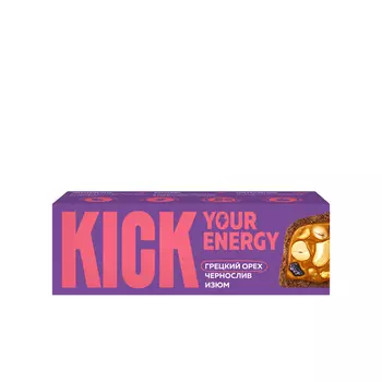 KICK KICK Арахисовый батончик с изюмом и черносливом в карамельном шоколаде 45 гр
