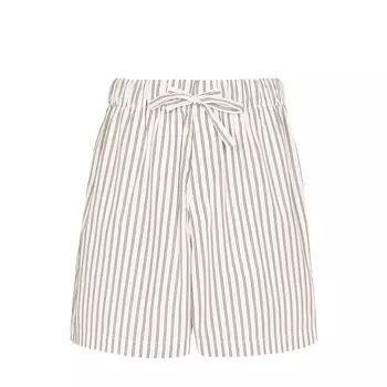 Tekla Tekla Poplin Pyjamas Shorts White & Brown Striped (M)