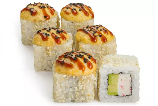 Запеченный ролл со снежным крабом - 8 шт.