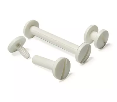 Болты пластиковые, высота ножки 15 мм, белые, 100 шт.