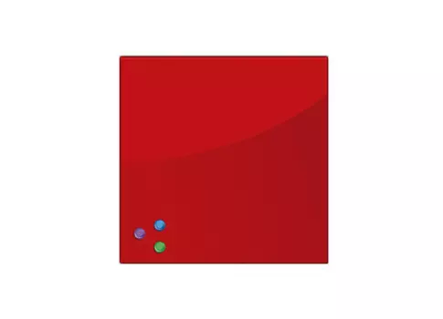 Стеклянная магнитно-маркерная доска_45x45 см, красная, 3 магнита (236737)