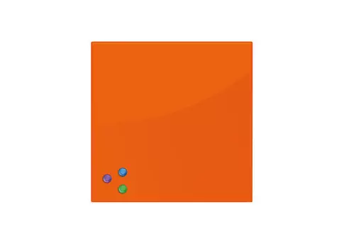 Стеклянная магнитно-маркерная доска_45x45 см, оранжевая, 3 магнита (236738)