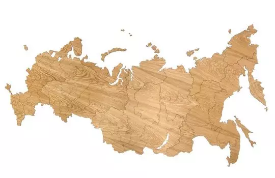 Деревянная карта России, дуб