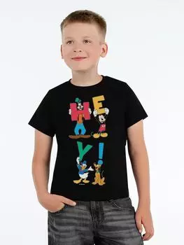 Футболка детская Hey, friends!, черная, на рост 96-104 см (4 года)