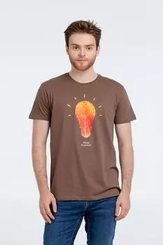 Футболка «Осенило», шоколадно-коричневая, размер S
