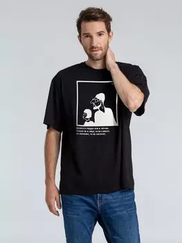 Футболка оверсайз «Леон», черная, размер M/L