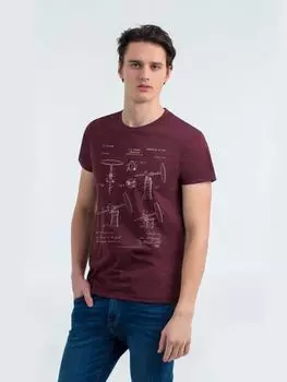Футболка приталенная Old Patents. Corkscrew, бордовый меланж, размер L