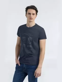 Футболка приталенная Old Patents. Lighter, синий меланж, размер XXL