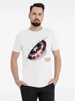 Футболка «Щит Капитана Америки», белая, размер XS