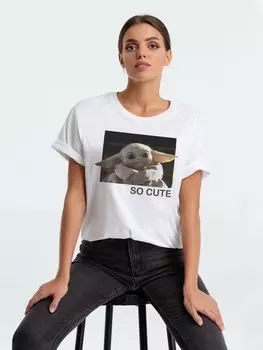 Футболка женская Baby Yoda, белая, размер S