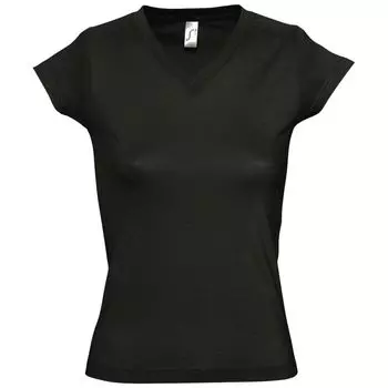 Футболка женская c V-образным вырезом MOON 150 черная, размер XXL