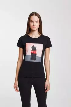 Футболка женская «Кола», черная, размер XL