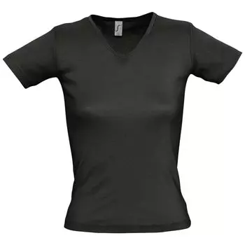 Футболка женская LADY 220 с V-обр. вырезом, черная, размер XXL