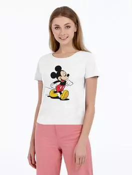 Футболка женская «Микки Маус. Easygoing», белая, размер L