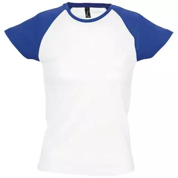Футболка женская MILKY 150 белая с ярко-синим, размер M