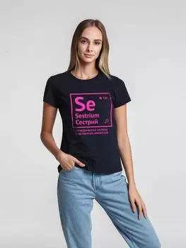 Футболка женская «Сестрий», темно-синяя, размер L