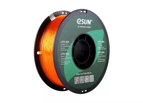 Катушка eTPU-95A пластика 1.75 мм 1 кг, прозрачно-оранжевая