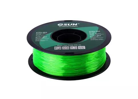 Катушка eTPU-95A пластика 1.75 мм 1 кг, прозрачно-зеленая