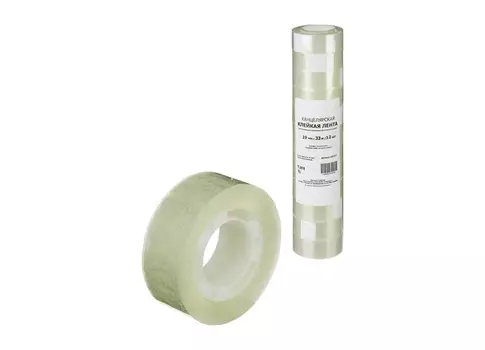 Клейкая лента канцелярская 19ммх33м, прозрачная 12 шт/уп