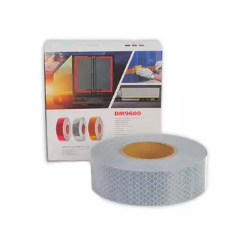 Лента световозвращающая для маркировки грузовых автомобилей и прицепов (для жестких поверхностей), рулон 0.05x50 м, белая, 9610