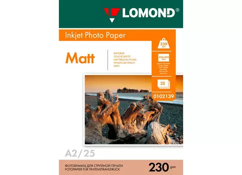 Фотобумага_для струйной печати, A2, 230 г/м2, 25 листов, односторонняя, матовая (0102139)
