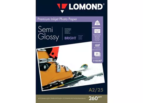 Фотобумага_для струйной печати, A2, 260 г/м2, 25 листов, односторонняя, полуглянцевая (1103307)