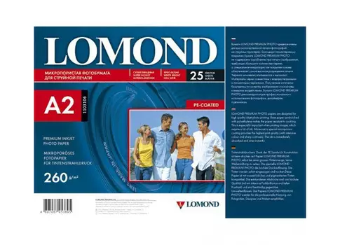 Lomond для струйной печати, A2, 270 г/м2, 25 листов, односторонняя, микропористая (1105200)