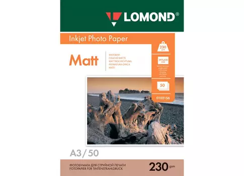 Фотобумага_для струйной печати, A3, 230 г/м2, 50 листов, односторонняя, матовая (0102156)