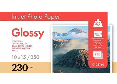 Фотобумага_для струйной печати, A6, 230 г/м2, 250 листов, односторонняя, глянцевая (0102160)
