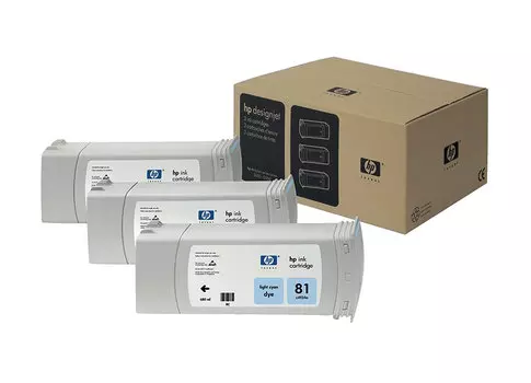 Набор картриджей HP DesignJet 81 indoor Dye Light Сyan 3x680 мл (C5070A)