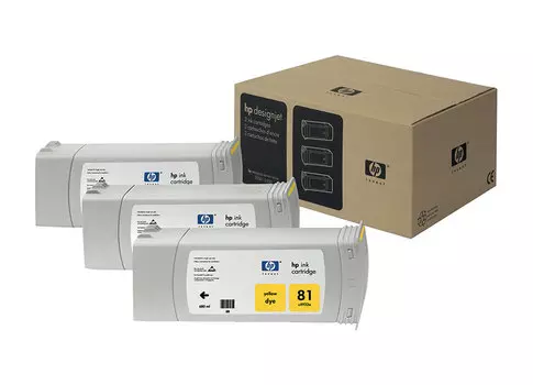 Набор картриджей HP DesignJet 81 indoor Dye Yellow 3x680 мл (C5069A)