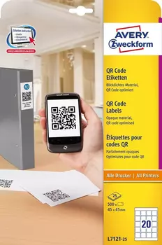 Непросвечивающиеся этикетки для матричного кодирования Avery Zweckform L7121-25