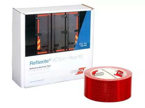 Светоотражающая лента_Oralite (Reflexite) VC104+ Rigid Grade для жесткого борта, красная 0.05x12.5 м