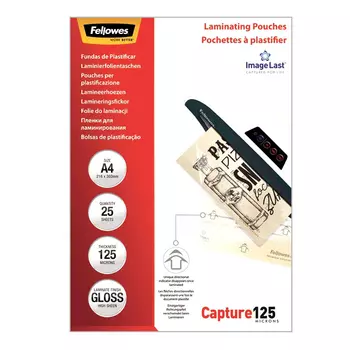 Пакетная пленка для ламинирования A4, 216 x 303 мм, Глянцевая, 125 мкм, 25 шт