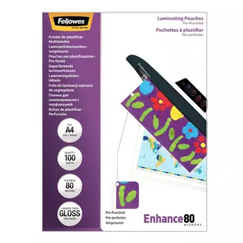 Пакетная пленка для ламинирования с перфорацией A4, 216 x 303 мм, Глянцевая, 80 мкм, 100 шт