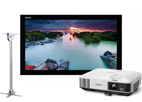 Проекционный экран Lumien Cinema Home 141x238 MW в комплекте с проектором Epson EB-1975W и креплением Wize WPC-W