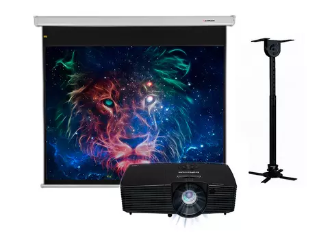 Проекционный экран Lumien Master Picture 180x180 см Matte White FiberGl в комплекте с проектором Infocus IN112xv и потолочным креплением Wize WPС-B