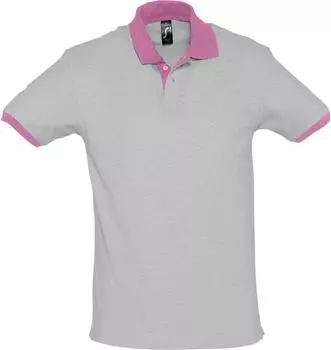 Рубашка поло Prince 190 серый меланж с розовым, размер XS
