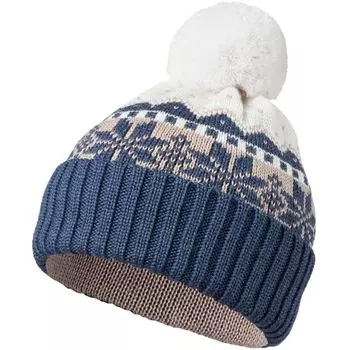 Шапка Happy View, синяя с бежевым