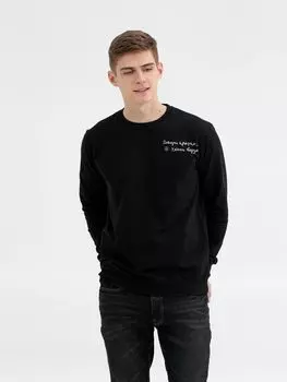 Свитшот с вышивкой «Говори кратко, уходи борзо», черный, размер L