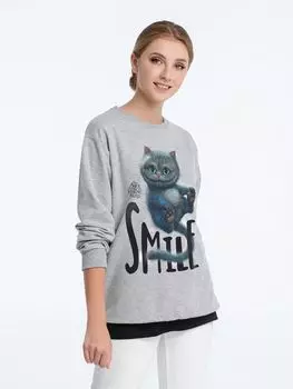 Свитшот Smile, серый меланж, размер L