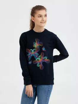 Толстовка Butterflies, темно-синяя, размер L