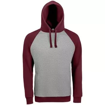 Толстовка унисекс SEATTLE серый меланж/бордовый, размер XXL