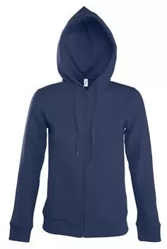 Толстовка женская на молнии с капюшоном Seven Women, темно-синяя, размер XL