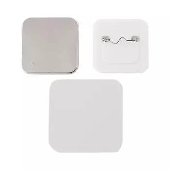 Заготовки для значков 37x37 мм, пластик/булавка, 200 шт