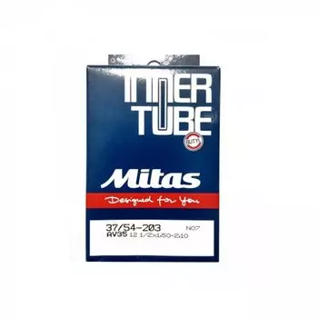 Камера, N07, 12" * 1.5/2.10", Schrader (SV), 35 мм, нипель 90 мм, угол наклона 90, Mitas, черный, 51