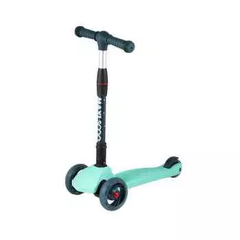 Самокат 3-х колесный Складной "Baby Delux" (2021), со Светящимися Колесами, Мятный, Maxiscoo, MSC-B0