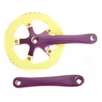 Шатуны, комплект, с вед. звездой, HDL-LFS104, SQR, 170 мм, 46T, GOLDEN SWALLOW (фиолетовый/желтый, 1CW110001164, (толщ. звезды 1/8", загл. хром))