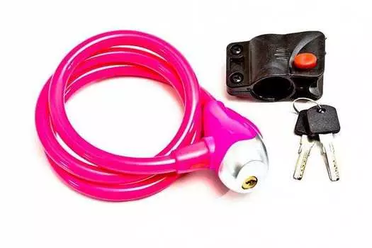 Замок противоугонный, SL576, ключ, Nurbo (розовый, RLKPPK000002)