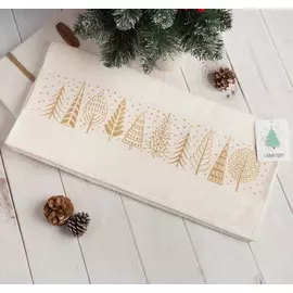 Белое полотенце махровое "Новогодний лес" 50х90 см